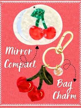 Solar Eclipse Brand-🍒Cherry Compact & Cherry Hearts Bag Charm/ Keychain Set🍒